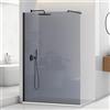 Inbagno Parete doccia Walk-In 120 cm in vetro fumé 8 mm e H 200 cm, profilo nero opaco e braccio telescopico regolabile, Tay