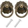 QUARKZMAN 2 Set Manopole Vintage con Ring a Goccia Maniglie Comò Retrò con Viti Lega Zinco per Cassetti Mobili Armadio Bronzo (33mm/1,3 Lungo)
