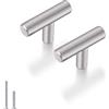goldenwarm 10 pomelli per mobili in acciaio inox, colore argento LS201BSS Modern T foro singolo per armadio da cucina