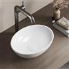 EMKE Lavabo da Appoggio Ovale 35 × 27 × 11 cm, Lavabo in Ceramica per Bagno e WC Ospiti, Bianco Lucido