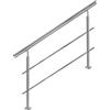 CAVATINY Corrimano in acciaio inox, ringhiera per scale, parapetto, balcone, con 2 barre trasversali, per interni ed esterni, in acciaio inox, balcone (150 cm, 2 barre trasversali)