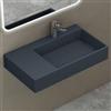 doporro Lavabo Bagno Sospeso Lavabo da Appoggio Rettangolare in Marmo Resina Antracite Opaco, Vasca a Destra 75x43x14 cm con 1 Foro Rubinetto e Piletta Scarico, Colossum12