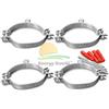 Tiemme Set 4 collari ovali per fissaggio al muro della coppia di tubi in acciaio corrugato coibentati DN16