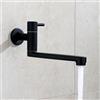 HomeLava Rubinetto da cucina, montaggio a parete, solo acqua fredda, rubinetto da parete, rubinetto per acqua fredda con 360 rotante, beccuccio lungo 23 cm, in acciaio inox, nero