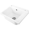 Inbagno Pilozzo Lavatoio Da Muro 58x38 Cm In PVC Bianco Con Piletta Acciaio Inclusa Con Kit Di Montaggio Facile, Ideale Lavanderia E Servizio