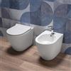 Auria Coppia Sanitari bagno a terra in Ceramica Bianco Lucido - Mod.WhiteFloor 1 | WC Rimless, Bidet, Sedile Soft Close, Sgancio Rapido, Risparmio Idrico, Fissaggi Inclusi, Installazione Parete o Pavimento