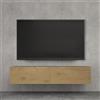 doporro Mobile Porta TV Sospeso 140 cm con 2 Ante Antracite Opaco e Marrone Chiaro, Credenza Bassa da Soggiorno Salotto, Madia Consolle Bicolore per TV Fernsehschrank02