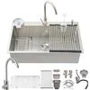 HZKSINNK Lavandino Cucina, Vasca Singola, Multifunzionale Lavello Cucina In Acciaio Inox 50 Cm Di Larghezza, Lavabo Da Incasso Fatto A Mano, Con Filtro,sifone E Set Di Drenaggio(Silver-#B,80x50cm)