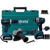 TANIASHOP Kit 3 in 1 Trapano avvitatore con percussione + Flex Smerigliatrice Angolare + Svitabulloni Avvitatore ad impulsi due batterie incluse 68V con Motore Brushless e Valigetta