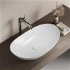 EMKE Lavabo da Appoggio Ovale 61,5 × 36 × 15,5 cm, Ceramica per Bagno e WC Ospiti, Mini Compatto,Bianco Lucido
