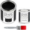 Chalk PAiNT PAINT EVERYTHING CHALK PAINT EVERYTHING Nero & FINITURA + PENNELLO - Kit Pronto Vernicia e Proteggi (750 ml Colore + 250 ml Finitura + Pennello Professionale 40 mm)