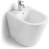 Kiamami Valentina - Bidet A Terra Filomuro | Ceramica Rimless | Forma Arrotondata | Facile da Pulire | Compatto, Bianco, A Terra, Ceramica