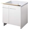 Negrari Magica 2013 Lavatoio Bianco 75x60 H85 cm Mobile Nobilitato Idrofugo Vasca Polipropilene Asse Legno Ante Cerniere Chiusura Rallentata Salvafondo Alluminio Sifone Piletta Piedini Regolabili