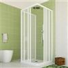 HDcasa Box Doccia Trifoglio PVC 70x100x70cm Pannelli Acrilico Semitrasparente Effetto Goccia, 3 Lati con Ante Scorrevoli, Chiusura Magnetica Reversibile Installazione Facile