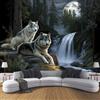 ANALTIRCE Carta da parati Lupo Foresta 200×140cm Fotomurali in TNT Murale alla Fauna Selvatica Cascate Decorazione da Muro XL Poster Gigante Design Carta pareti Soggiorno Nero