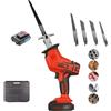 Generic Potente Sega Elettrica a Batteria per Macellai, 450 W 21 V Senza Filo per Carne e Osso, Lame Intercambiabili - Per Macelleria, Cucina, Legno & Metallo(rosso,1Battery)