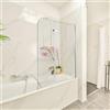 Daromigo Parete doccia per vasca 100 x 140 cm - 2 pezzi - Pieghevole - Con vetro di sicurezza ESG da 6 mm - Vasca - Parete doccia in vetro trasparente - Con imbocco per vasca
