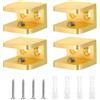 QUARKZMAN Morsetto per Ripiano in Vetro, 4pz Porta Clip in Vetro Regolabile in Oro Ramato per Vetro Spesso 10-12mm, Staffa di Supporto Morsetto a U per Pannello Fisso