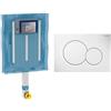 Inbagno Cassetta Scarico WC Incasso Geberit Per Muratura (WC A Pavimento) - Doppio Scarico Regolabile (6/3 L) - INCLUSA Placca Di Comando Doppio Tasto Bianco