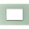puntoluceled Placca in vetro lucido compatibile con BTicino Axolute 3 moduli Verde Biancastro - Cornice frontale da incasso cassetta 503
