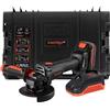 Dnipro-M Smerigliatrice Angolare a Batteria Brushless DGA-201BC Ultra - Flex senza Fili 20V 125mm, Velocità Regolabile 3000-8500 giri/min, Mola a Disco per Taglio, Batteria 4Ah, Caricatore e Valigetta