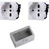 A2ZWORLD Cassetta Elettrica IP55, Completa Di Frutti Compatibile Con Bticino Matix, 4 Moduli 2 Prese Schuko P40 Universale 10/16A, Scatola Con Coperchio Da Muro Parete Esterno e Interno