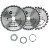 Dapetz Accessori per Utensili Elettrici Lame Circolari TCT 3pz. 205 x 30 - 25, 18, 16mm Anelli Legno, Legno Morbido, Truciolati e Altri Composito Materiali Temprato Rinforzato più Vita. 24, 40 48 Dente