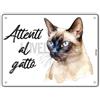 Lovelytiles Cartello Attenti Al Gatto 15 X 20 Cm,Facile da installare, per Uso Interno o Esterno,Resistente UV,Resistente alle intemperie, Decorazioni Per La Casa