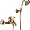 LAKKOAKOAA Rubinetto Vasca Da Bagno Miscelatore Vasca Da Bagno Antico Vintage Stile Ottone Monocomando, Rubinetto Doccia Da Muro Con Doccetta E Flessibile Doccia Da 1,5 M, Bronzo