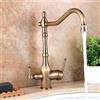FZHLR Rotazione Di 360 Gradi Bere Acqua Filtrata Rubinetto Della Cucina A 3 Vie D'Acqua Miscelatore ottone antico Ottone Massiccio Kitchen Sink Tap Crane