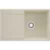 PRIMAGRAN Lavello da Cucina Beige 78x50cm, Lavandino in Granito a 1 vasca + Sifone Classico, Lavabo da Cucina Incasso al Mobile 50cm - San Francisco Level S006