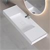 doporro Lavabo Bagno Sospeso 120 cm Rettangolare in Resina Bianco Opaco con Vasca Integrata Centrale e Piletta Inclusa - Colossum630