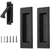 UFURMATE 1 maniglia per porta a incasso e 2 tiranti per bordi da 12 cm, in acciaio inox, set di maniglie per porta scorrevoli, per armadio (nero)