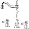 FQYEP Rubinetti Lavabo Bagno 3 Fori Placcatura A Doppia Maniglia Rubinetto Bagno Retrò Rotazione 360°