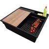 PRIMAGRAN Lavello da Cucina Tutto Nero 58x53cm, Lavandino in Granito a 1 vasca + Sifone Classico, Lavabo da Cucina Incasso al Mobile 60cm - Oslo Pocket S293