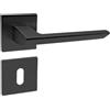 domino Maniglia per Porta Modello ELENA-QR in Alluminio Nero, con Chiusura a Barba e Set di Rosette, Design Moderno e Resistente per Porte Interne