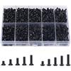 NACAIKJ NACTECH 720pcs Assortimento di viti M3 viti meccaniche a testa fresata in lega di acciaio vite nera manopola a testa esagonale presa viti autofilettanti a testa tonda con scatola di immagazzinaggio 4