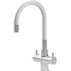 Shurity Rubinetto da cucina Sottofinestra con canna snodabile 4 vie Shurity Snake 3/8" (Cromo/Bianco)