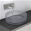 Mai & Mai Lavabo da Appoggio 39x39x12cm, Lavandino Bagno in Vetro Temperato Rotondo Minerva07, Grigio