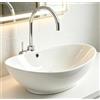 NUESTRA VIDA Lavabo da Appoggio in Ceramica 58,5x38,5x19,5 cm, Lavabo per Bagno d' Appoggio, Lavandino in Appoggio Lavandini Bagno con Troppopieno, Senza Foro per Rubinetteria, Ovale