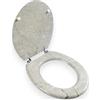 Topolenashop Copriwater Universale in Legno MDF Effetto Marmo Grigio - Sedile WC 450x375 mm con Cerniere in Metallo Regolabili - Tavoletta Water Resistente 52967A