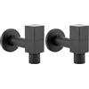Hapivida Rubinetto a parete, in ottone nero quadrato rubinetti di acqua fredda tipo cascata uscita lavatrice mop rubinetto piscina pagliaccetto per bagno cucina (2 pezzi Mop Pool)