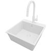 PRIMAGRAN Lavandino da Cucina Tutto Bianco 48x50cm, Lavello in Granito a 1 vasca + Rubinetto 40x20cm + Set di accessori, Lavabo da Cucina Incasso al Mobile 50cm - Riga S236