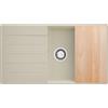 PRIMAGRAN Lavello da Cucina Beige 90x50cm, Lavandino in Granito a 1 vasca + Set di accessori, Lavabo da Cucina Incasso al Mobile 60cm - Copenhagen Top S720