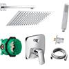 vanvilla Hansgrohe Logis - Sistema doccia a incasso con miscelatore monocomando e funzione pioggia, rubinetto, soffione rettangolare, set doccia HG01, lucido (V2)