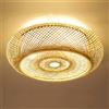 Lfoute Lampada A Sospensione Bambù Retrò Lampada Da Soffitto E27 Rattan Naturale Paralume in Tessuto Vintage Plafoniera Legno Per Sala Da Pranzo Camera Da Letto Ristorante Sala Da Tè Cafe Lampadario,A,60cm