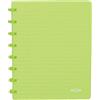 Atoma - Quaderno A5 con anelli - 8 mm a righe con margine - 72 fogli staccabili (144 pagine) - Copertina in polipropilene riciclabile - verde trasparente (4.1356)