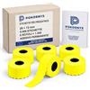 Pokornys - Etichette per prezzatrice 26 x 12 mm, 9000 pezzi, 6 rotoli da 1.500, giallo fluorescente, adesivo permanente, 1 riga, per METO Classic S, Blitz C6/C8/C10 e SATO Kendo 26