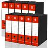 LogicaShop DOX Faldoni Portadocumenti Ufficio con Custodia, Raccoglitore ad Anelli A4, Dorso 8, Formato Commerciale, 32 cm Altezza, Classificatori Dossier Archivio Fatture e Documenti, 10 Pz (Rosso)