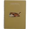 colorosa Quaderno a spirale con animali - 70 fogli staccabili, carta riciclata, Fori e tratteggio per strappo - Animal Friends Green (A4 - Righe 1R, Tigre Oliva)